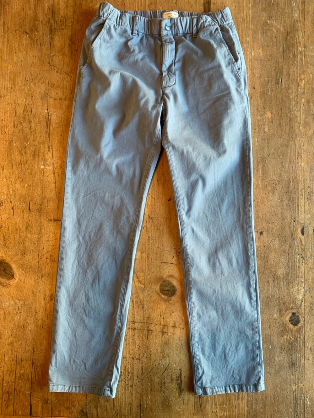 Marine Layer Organic Cotton Blue Elastic-Waist Chino Pants - Picture 3 of 16